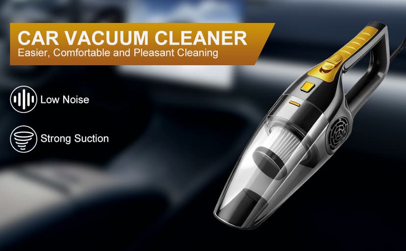 BOYMOO Car Vacuum Cleaner – 9000PA High Power Suction, DC 12V Portable Handheld Auto Vacuum with Attachments, Mini Car Interior Cleaner for Pet Hair, Dust, Crumbs, and Debris (Midnight Black)