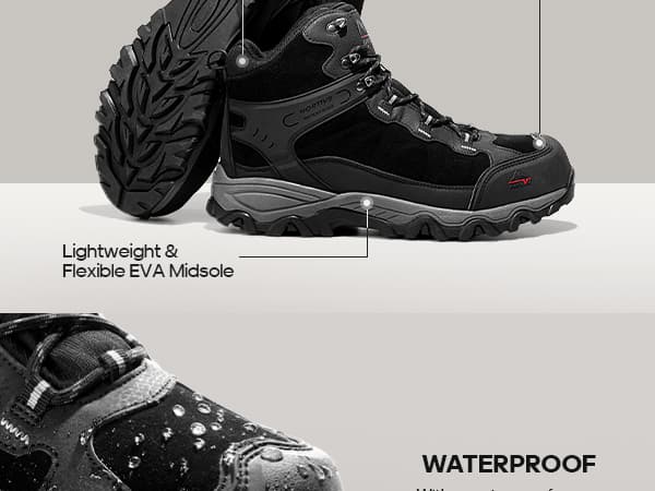 NORTIV 8 Men's Waterproof Hiking Boots Outdoor Mid Trekking Lightweight Mountaineering Shoes Paladin