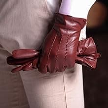 Harssidanzar Leather Gloves for Men,Winter Sheepskin Driving Gloves Cashmere Lined