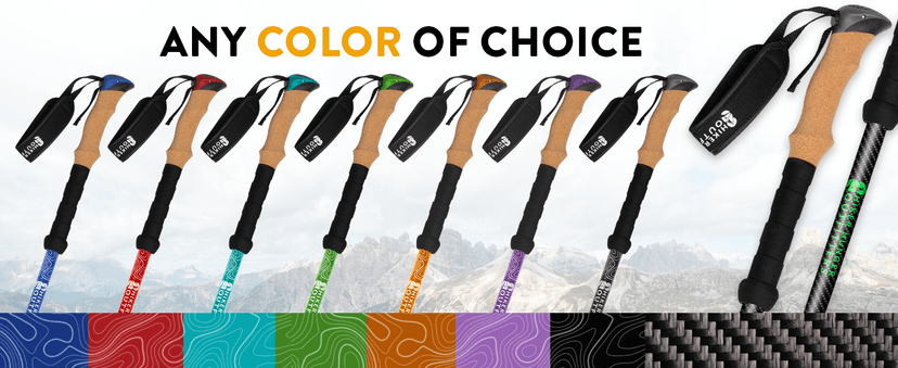 100% Carbon Fiber Trekking Poles by USA Brand - Ultra Strong Lightweight Collapsible Hiking Poles with Cork and EVA Foam Grips & Quick Adjustable Flip Locks