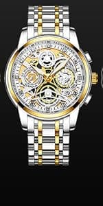 NEKTOM Watches for Men with Stainless Steel, Quartz Analog Watch with Date, Luxury Minimalist Dress Mens Watches, Chronograph Watch, 3ATM Waterproof, Black Wristwatch, Gifts for Men