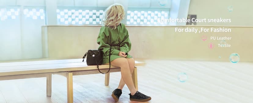 Obtaom Women Tennis Fashion Shoes Casual PU Leather Sneakers Comfortable Court Sneakers