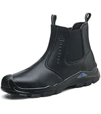 GUBANGDUN Steel Toe Work Boots for Men Slip Resistant Welding Work Boots Slip-on Safety Shoes for Industrial Construction