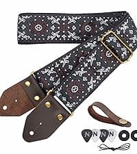 Nefelibata Guitar Strap,Double Full-Grain Leather Ends,Vintage Velvet Strap/FREE BONUS-4 Picks+Strap Locks+Strap Button,Gift For Bass,Electric&Acoustic Guitars(Vintage Coffee Brown)