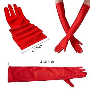 Lansian Long Opera Party Gloves for Women 1920s 20s Satin Gloves Costumes Elbow Length Bridal Evening Dress, 21 inches