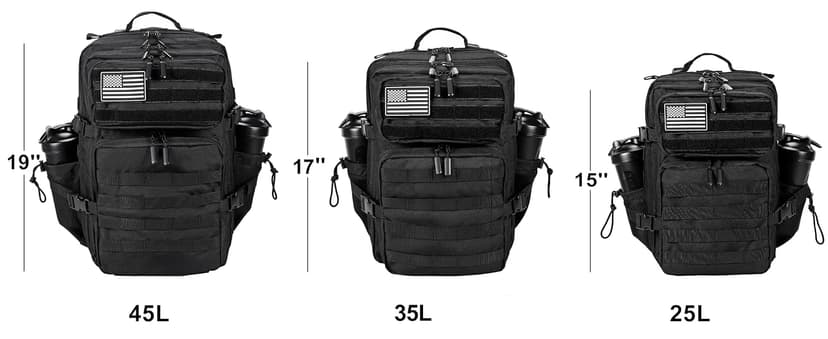 LHI Military Tactical Backpack for Men and Women 45L Army 3 Days Assault Pack Bag Large Rucksack with Molle System - Black