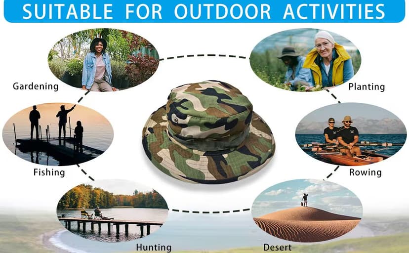 ZOORON Sun Hats for Men Women Bucket Hat UPF 50+ Boonie Hat Foldable UV Protection Hiking Beach Fishing Summer Safari