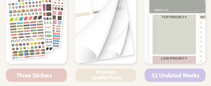 Weekly To Do List Notepad, Undated Planner with 52 Sheets (8.5''x11''), Desk Weekly Planner for Women & Man, Home School & Work