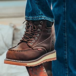 SUREWAY 6” Mens Heavy Duty Steel/Composite/Soft Toe Work Boots for Men,Comfortable & Durable,Goodyear Welt,Full Grain Leather,Oil/Slip Resistant,Wedge Moc Toe Industrial Construction Boots/Shoes