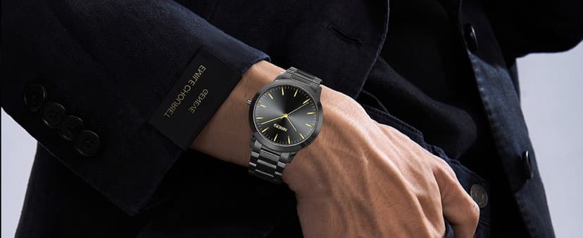 NIBOSI Men Watches Analog Quartz Stainless Steel Black Watches for Men Waterproof Business Classic Watch Fashion Minimalist Ultra Thin Wrist Watch for Work and Casual Wear