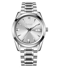 Taxau Men's Watches Leather Band Stainless Steel Quartz Analog Watch Luxury Waterproof Watches for Men Dress Men's Wrist Watch with Day Date Arabic Numeral Relojes para Hombre
