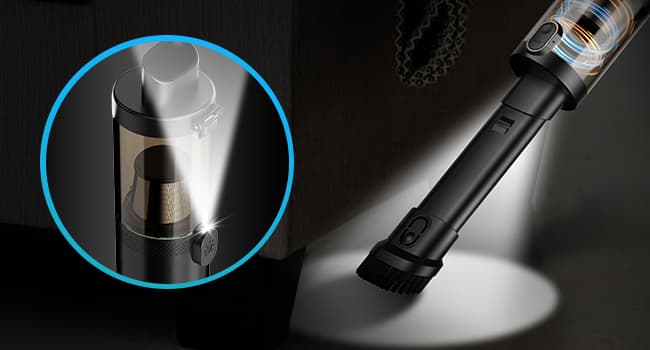 Upbooz Handheld Vacuum Cordless, Car Vacuum with 14000PA Powerful Suction with LED Light, Air Duster 2-in-1,Low Noise Rechargeable Portable Mini Vacuum Cleaner for Car Home Pet Office,Two Gears Black