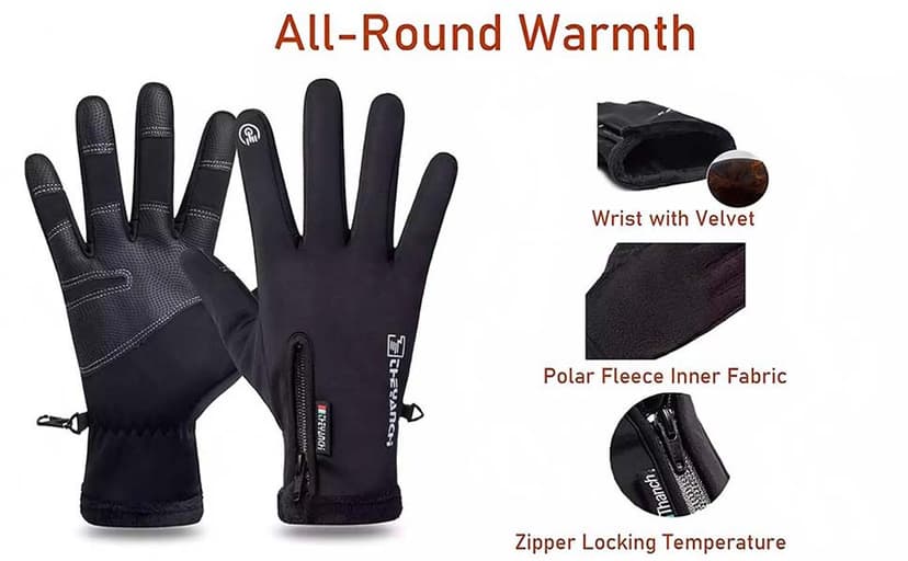 Softfree Winter Gloves with Touchscreen Fingers for Men, Waterproof Warm Glove Cold Weather Driving Gloves Anti-Slip Sports Gloves for Cycling Running Skiing Hiking Climbing