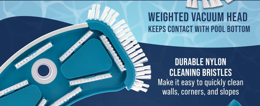 U.S. Pool Supply 12" Deluxe Weighted Butterfly Pool Vacuum Head with Side Brushes, Swivel Hose Connection, Pole Handle - Clean Debris Above Ground & In-Ground Swimming Pools, Spas – Vinyl Liner Safe