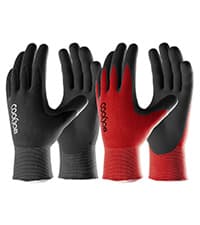 COOLJOB Gardening Gloves for Men, 2 Pairs Breathable Rubber Coated for Garden Weeding Landscaping, Outside Work for Lawn Yard, Men's Large Size, Black & Red