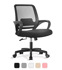 NEO CHAIR Office Desk Computer Chair Ergonomic Mesh Gaming Mid Back Seat with Comfy Lumbar Support Adjustable Height Swivel for Home Task (Black)