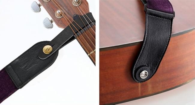 Nefelibata Guitar Strap,Double Full-Grain Leather Ends,Vintage Velvet Strap/FREE BONUS-4 Picks+Strap Locks+Strap Button,Gift For Bass,Electric&Acoustic Guitars(Vintage Coffee Brown)