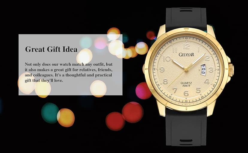 GEDIYAR Mens Quartz Analog Wrist Watches Calendar Date Waterproof Big Large Face Watch for Men Business Casual Dress Sports