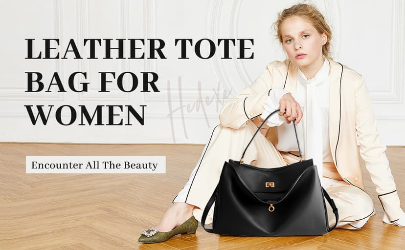 hedexe Genuine Leather Tote Bag for Women: Soft Cowhide Shoulder Handbags for Ladies - Satchel Purse for Travel Work(Large)