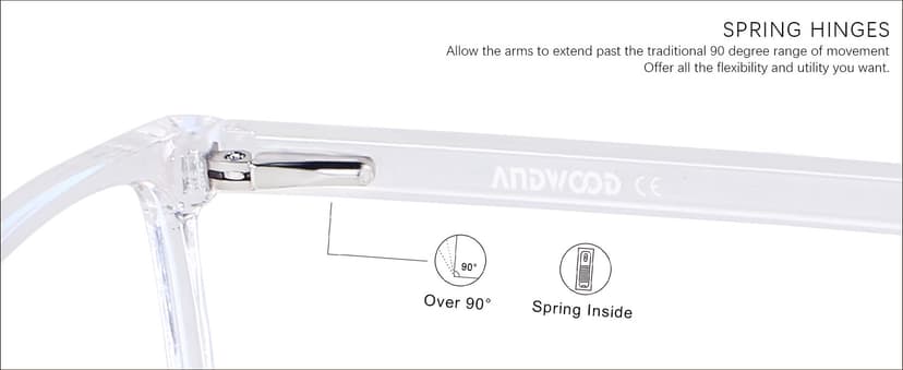 ANDWOOD Blue Light Blocking Glasses Men Women Computer Filter Large Frame Bluelight Blocker Anti Blue Ray Lightweight AR002