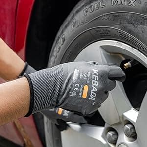 Kebada W1 Work Gloves for Men and Women, PU Coated Safety Gloves with Grip, Touchscreen, Ideal for Warehouse Package Handling, Construction, Gardening, 12 Pairs Gray Large