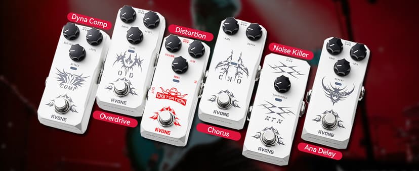 RVONE High Gain Distortion Pedal for Electric Guitar, Aluminum Guitar Pedal, Analog Guitar Effects Pedal for Compact Stage & Studio Pedal, True Bypass