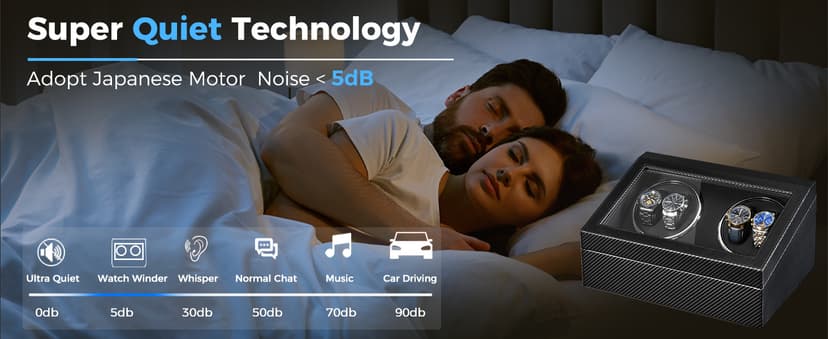 ANWBROAD ANWBROAD Watch Winders for Automatic Watches, Automatic Watch Winder with 4 Watch Rotator and 6 Extra Storages, 4 Watch Winder with Japanese Quiet Motor, Carbon Fiber Watch Winder,UJWW012C