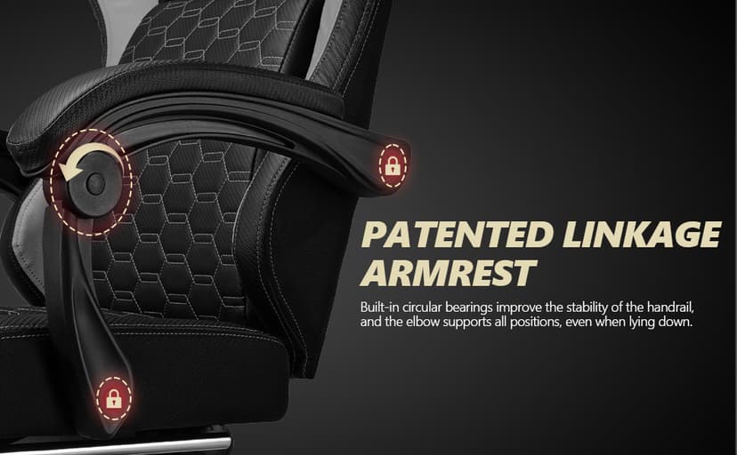 WAILOR Gaming Chair with Pocket Spring Cushion, Video Game Computer Chair with Footrest for Adults, High Back Gamer Leather Chair with Headrest and Lumbar Support for Office Gaming 300LBS