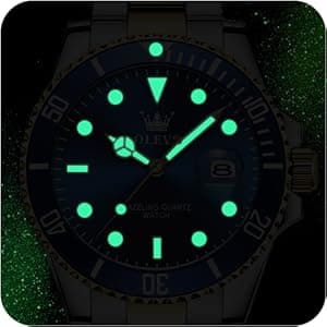 OLEVS Men's Stainless Steel Watch, Big Face Easy to Read Analog Quartz Dress Watches, Classic Rotating Bezel Waterproof Luminous Hands Date Mens Wristwatch