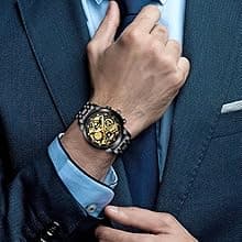 NEKTOM Watches for Men with Stainless Steel, Quartz Analog Watch with Date, Luxury Minimalist Dress Mens Watches, Chronograph Watch, 3ATM Waterproof, Black Wristwatch, Gifts for Men