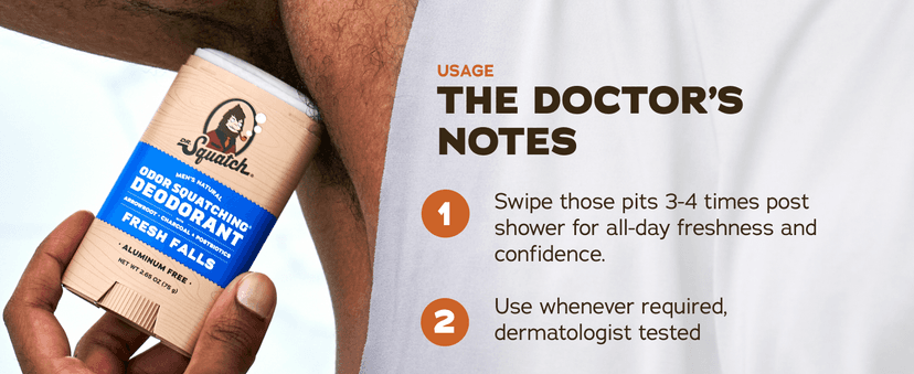 Dr. Squatch Natural Men’s Deodorant – Aluminum Free Natural Deodorant Men with Charcoal & Postbiotics for 72-Hour Odor Protection – Sierra Storm, 2.65oz Stick (3-Pack)