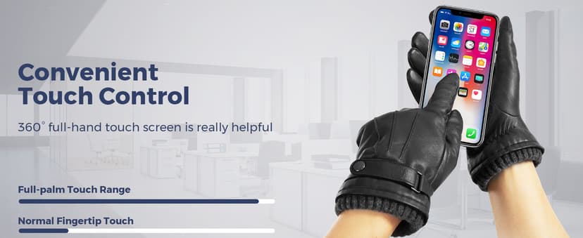 Aegend Leather Gloves for Men, Soft Warm Lining Full Hand Touchscreen Winter Gift Thermal