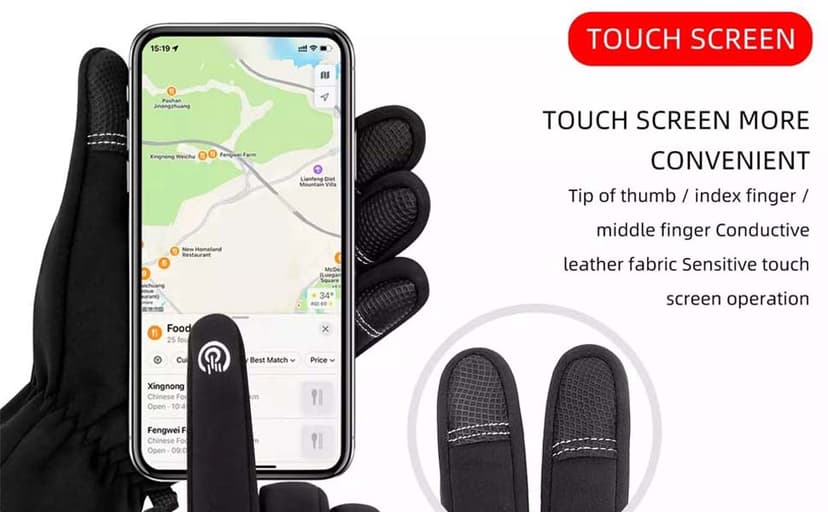 Softfree Winter Gloves with Touchscreen Fingers for Men, Waterproof Warm Glove Cold Weather Driving Gloves Anti-Slip Sports Gloves for Cycling Running Skiing Hiking Climbing