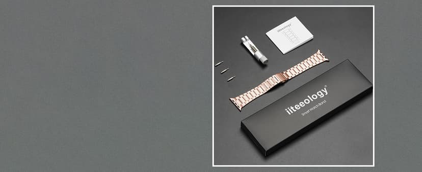 iiteeology Lightweight Stainless Steel Band Designed for Apple Watch Series 1-11, 42mm, 41mm, 40mm, 38mm, SE2&SE3, Replacement iWatch Bands for Women, Rose Gold