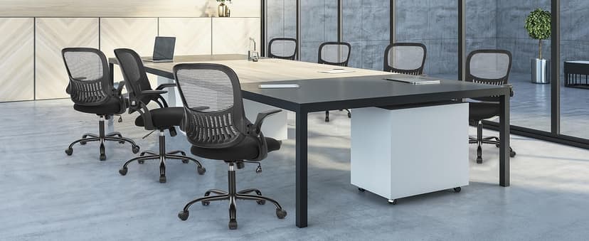 Sweetcrispy Home Office Computer Desk Chair, Ergonomic Mid-Back Mesh Rolling Work Swivel Task Chairs with Wheels, Comfortable Lumbar Support, Comfy Flip-up Arms for Bedroom, Study, Student, Pink