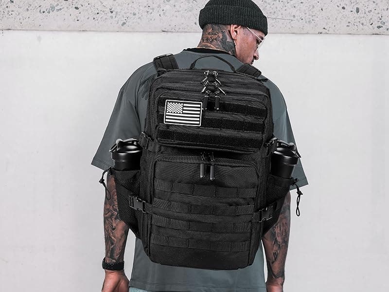 LHI Military Tactical Backpack for Men and Women 45L Army 3 Days Assault Pack Bag Large Rucksack with Molle System - Black