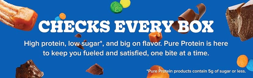 Pure Protein Chocolate Peanut Caramel Protein Bars – 20g Protein, 3g Sugar, 190 Calories (12 count) Low Sugar* High Protein Snack - Gluten Free - Perfect for a Healthy Snack