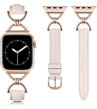 Wearlizer Leather Band Compatible with Apple Watch Bands Women 42/46/38/40/41/44/45/49mm, Dressy Fancy Designer Pretty Heart Charms Studded Strap for iWatch Series 11 10 9 8 7 6 5 4 SE/Ultra 3 2 1