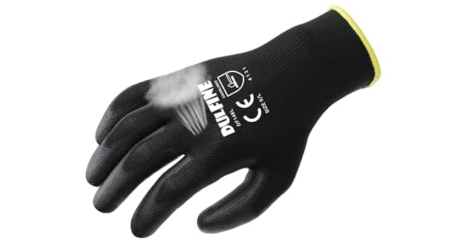 Safety Work Gloves PU Coated-12 Pairs,Red Seamless Knit Glove with Polyurethane Coated Smooth Grip on Palm & Fingers, for Men and Women, Ideal for General Duty Work (Large)