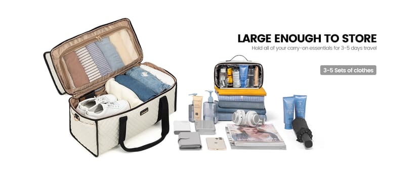 LOVEVOOK Travel Duffle Bag - Weekender & Overnight Bag with Toiletry & Wet Pocket, Carry-On Size, 3pc Set