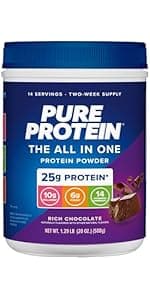 Pure Protein Chocolate Peanut Caramel Protein Bars – 20g Protein, 3g Sugar, 190 Calories (12 count) Low Sugar* High Protein Snack - Gluten Free - Perfect for a Healthy Snack
