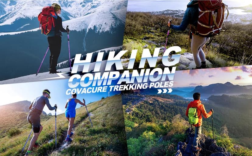 Covacure Hiking Poles Collapsible Trekking Poles - Aluminum Alloy 7075 Walking Sticks for Hiking with Telescopic & Foldable Tri-fold Design Hiking Gear for Women Men, Hiking, Camping, Climbing