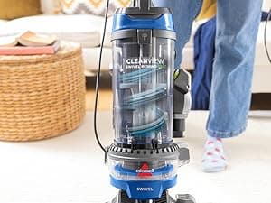 Bissell CleanView Swivel Rewind Vacuum with Automatic Cord Rewind, TurboEraser Upholstery Tool, Triple Action Brush Roll, Swivel Steering, Extension Wand, Easy-Empty Dirt Tank, Multi-Cyclonic Suction