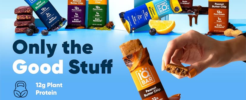 IQBAR Brain and Body Plant Protein Bars - 7 Bar Sampler Variety Pack - Keto, Vegan, Low Carb, High Fiber, Gluten Free, Dairy Free, Low Sugar Snack with Nutrients for Focus, Energy and Meal Replacement