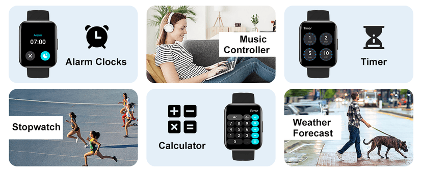 RUIMEN Smart Watches for Women Men (Answer/Make Calls) Compatible with iPhone/Android Phones, 1.85" HD Screen Fitness Tracker Heart Rate Monitor 100+ Sports Tracker Watch Waterproof (Blue)