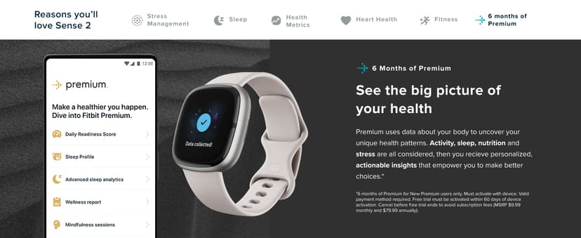 Fitbit Sense 2 Advanced Health and Fitness Smartwatch with Tools to Manage Stress and Sleep, ECG App, SpO2, 24/7 Heart Rate and GPS, Shadow Grey/Graphite, One Size (S & L Bands Included)