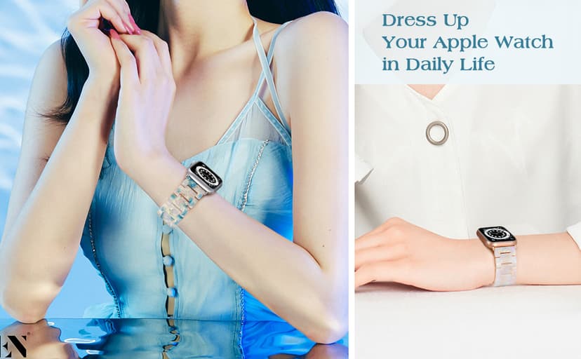 V-MORO Resin Band Compatible with Apple Watch Series 7/8/9/10/11 41/40/38/42mm, Women Fashion Strap for iWatch Series 6/5/4/3/2/1/SE, Lightweight Bracelet Wristband Replacement, Ivory White-Rose Gold