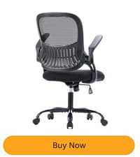 Sweetcrispy Home Office Computer Desk Chair, Ergonomic Mid-Back Mesh Rolling Work Swivel Task Chairs with Wheels, Comfortable Lumbar Support, Comfy Flip-up Arms for Bedroom, Study, Student, Pink