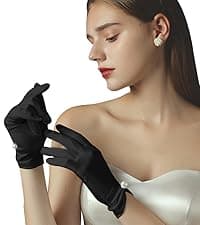QRBTSCL Women's Ruffled Tulle Mesh Gloves Wedding Party Gloves Short Prom Evening Glove