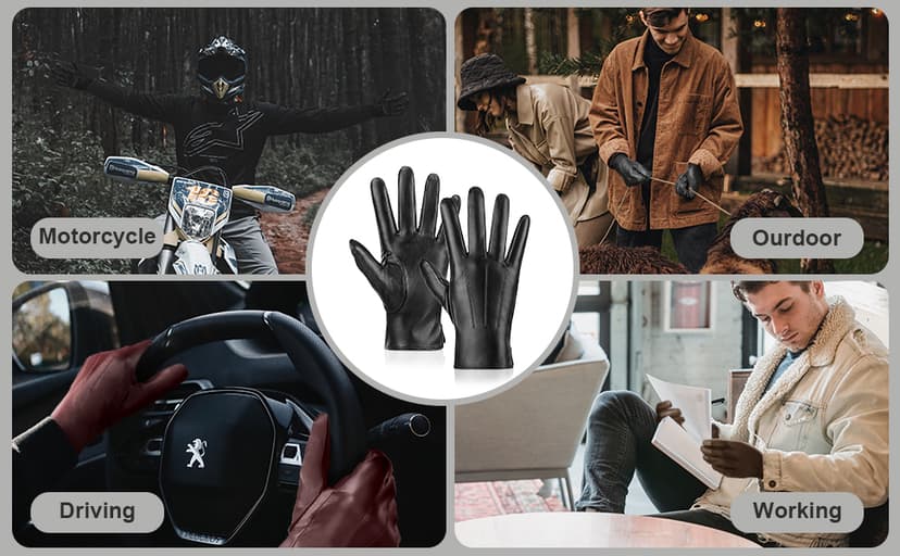 TOSWAKE Leather Gloves for Men 2 Pack, Winter Gloves PU Warm Thermal Wool Lined, Mens Gloves Touchscreen Texting for Driving